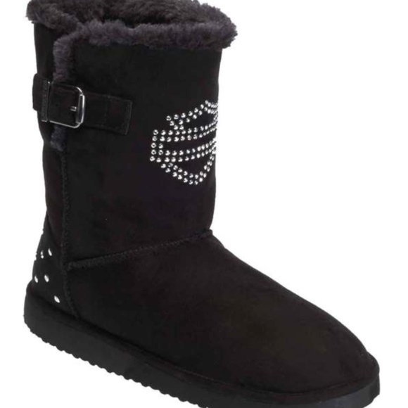 Harley Davidson Black Warm-Up Faux Fur Boots NWT - Picture 2 of 7